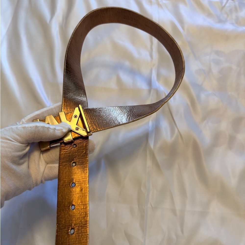 Michael Kors Beige Belt with Gold MK Buckle - Picture 2 of 8